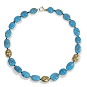 Todd Reed necklace in 18k yellow gold, black brilliant cut diamonds(~.84ct) and Kingman turquoise(~295ct)